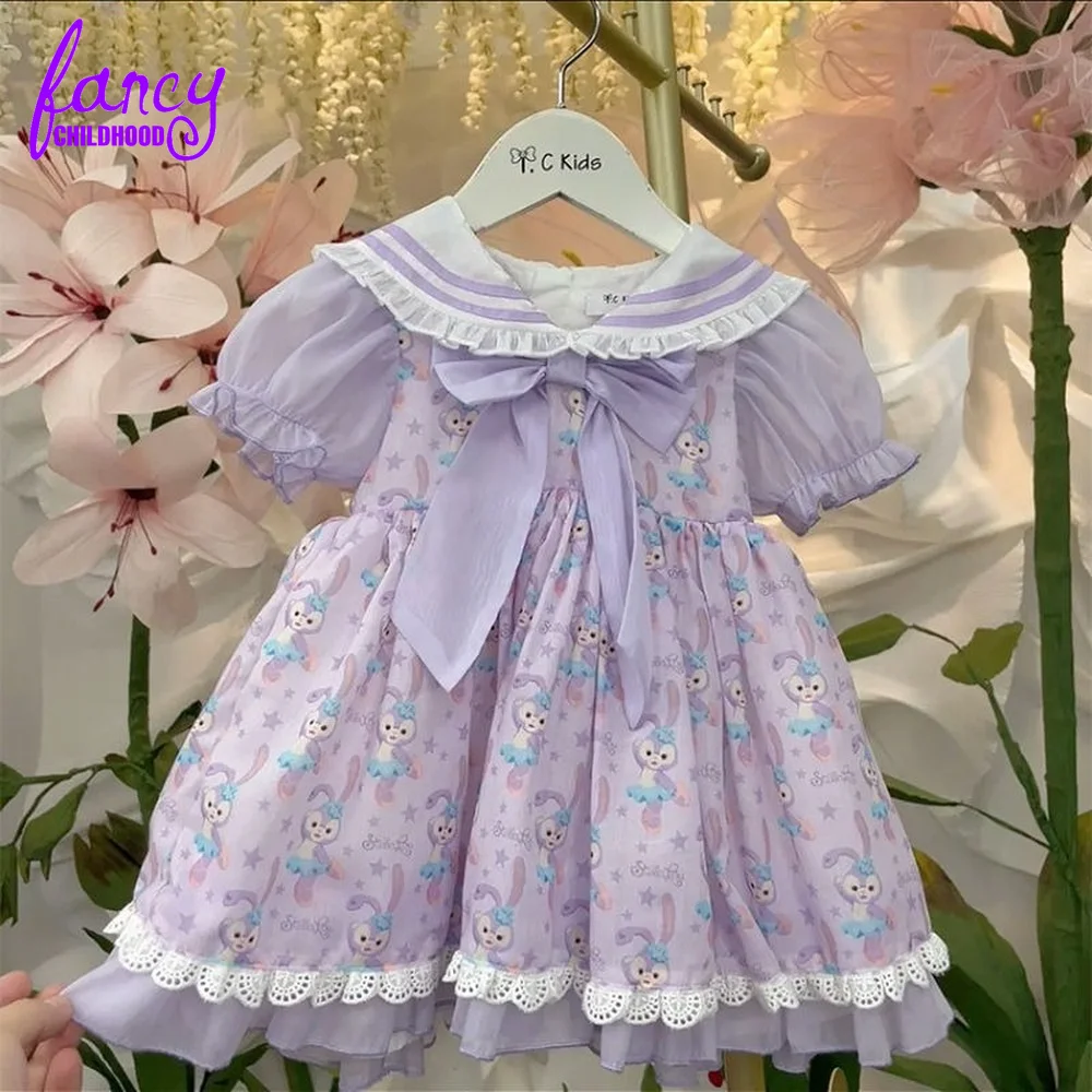 

Kids Boutique Clothes Children Vintage Floral Rabbit Collar Children Spanish Dresses Baby Infant Birthday Party Dress for Girls