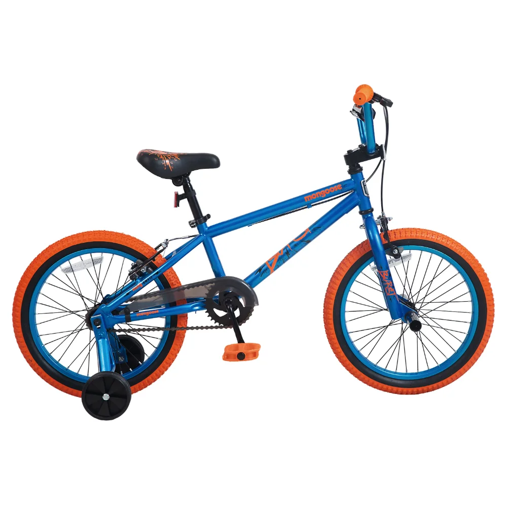 

18-дюймовый детский велосипед, Односкоростной, синий и оранжевый руль BMX в стиле Rad
