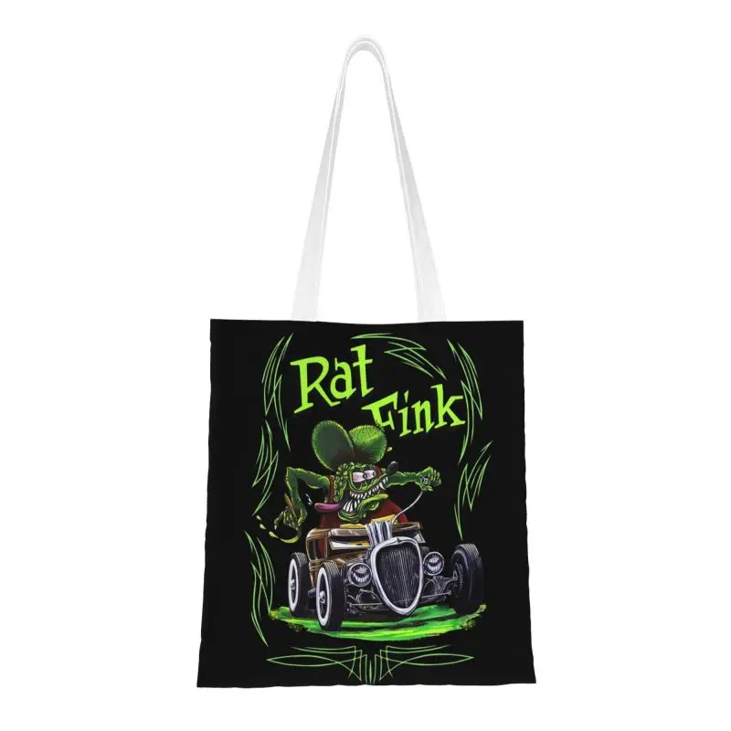 

Recycling Rat Fink Classic Shopping Bag Women Canvas Shoulder Tote Bag Portable Comic Cartoon Grocery Shopper Bags