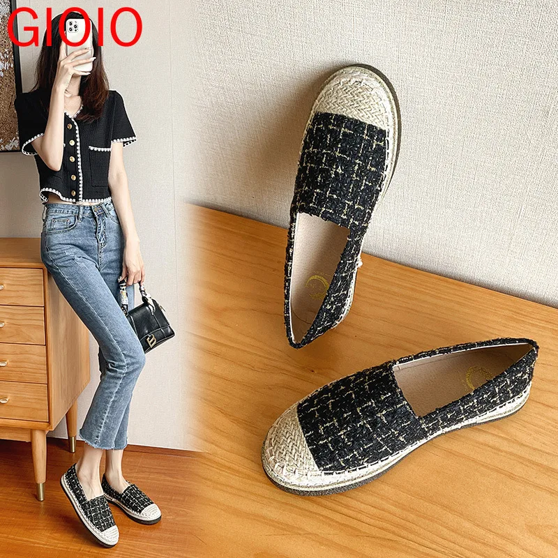 

GIOIO Brand Luxury Designer Noble Woman Infinite Charm Espadrilles 2022 New Fashion Flat Single Shoes Ladies Slip on Loafers Cc