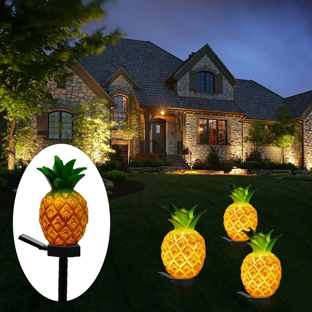 

Outdoor Led Solar Ground Plug Lamp Ip44 Waterproof Imitation Pineapple Cactus Landscape Garden Light