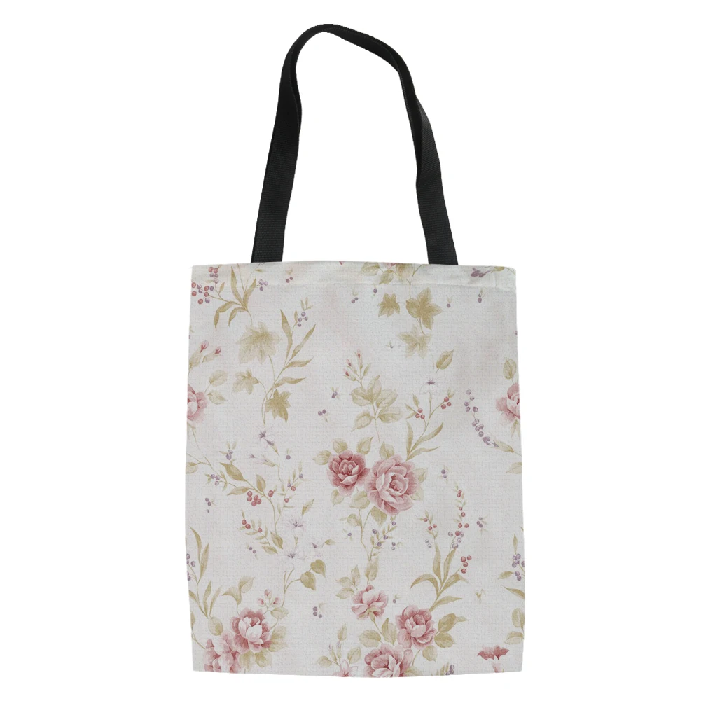 Elegant Floral Print Capacity Handle Bag Adult Student Outdoor Shopping Bag Lightweight Daily Decoration Draagtas