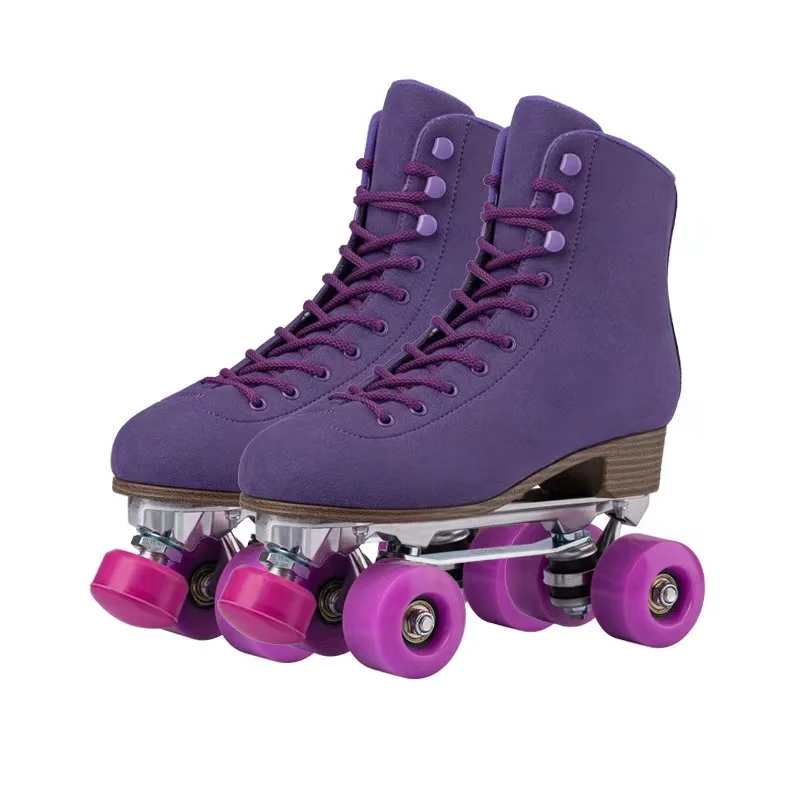 High Quality Microfiber Leather Warm Roller Skates Shoes Double Row Women Men Adult Skating Sneakers Patins With PU 4 Wheels