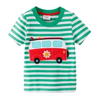 jumping meters 18m 6t stripe boys t shirts cars embroidery summer baby cotton clothes hot selling kids tees tops toddler shirts