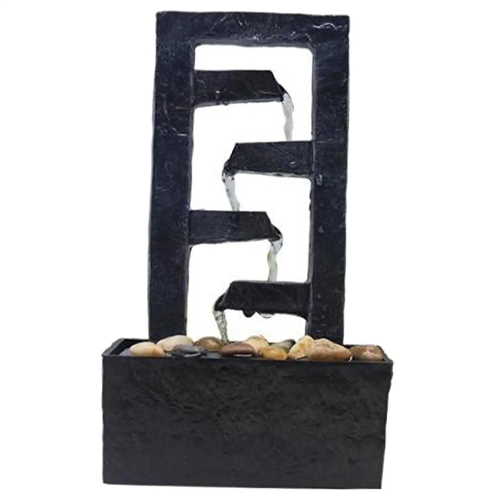 

Настольный водяной фонтан 10 дюймов H 4 в несколько рядов, Каскадный с натуральными речными скалами, поделки из смолы дзен для медитации, улич...