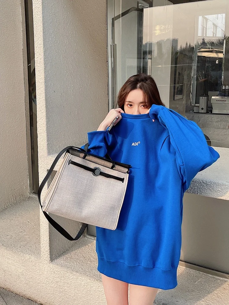 

quality ADER ERROR high 1:1 sweater women's and men's Korean version minimalist loose Klein blue four-color couple pullover top