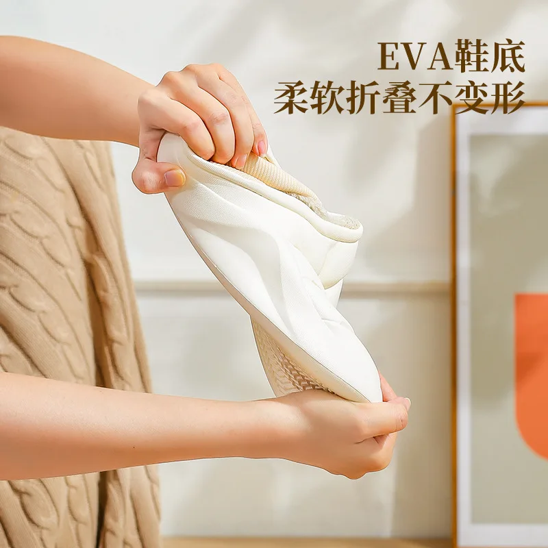 Fashion Waterproof Cotton Slippers Women Winter Home With Indoor Lovers Tear And Wash Wool Tow 2022 New Thick Cotton Tow Shoes