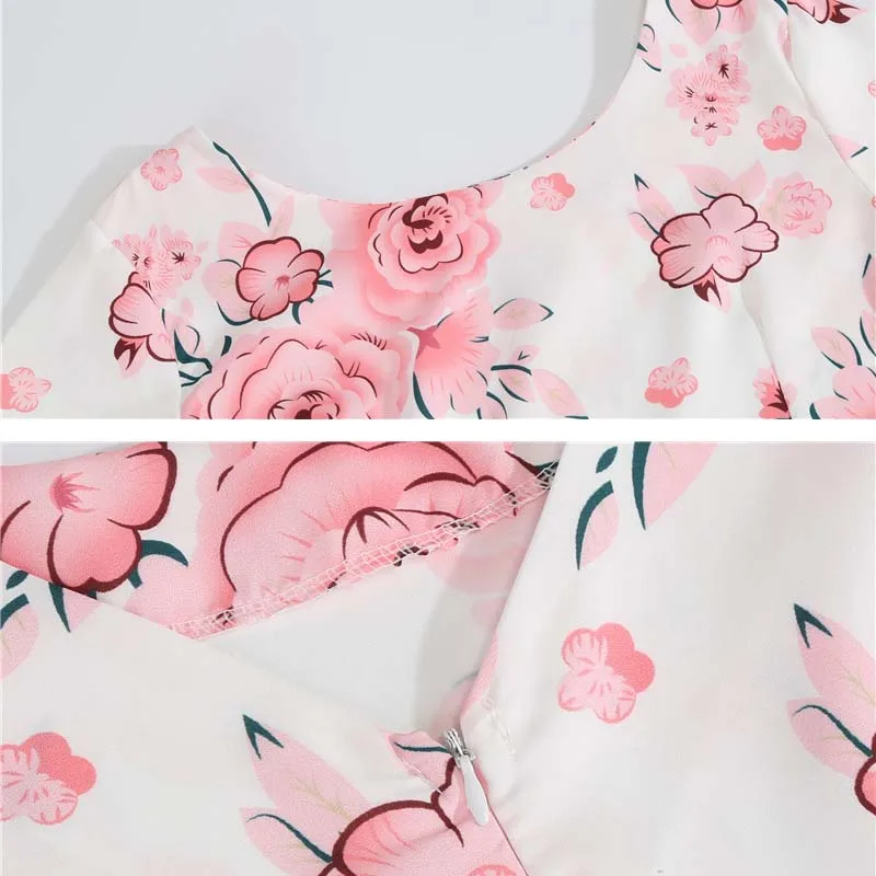 Женское Винтажное Платье С Цветочным Принтом Длиной До Колена Трапециевидной