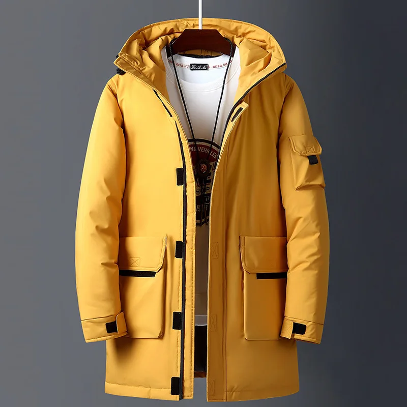 

y2 2023 New Winter Jackets Men White Duck Warm Hooded Long Down Jackets Autumn Casual Top Parka Male Black Fluffy Coat Beige