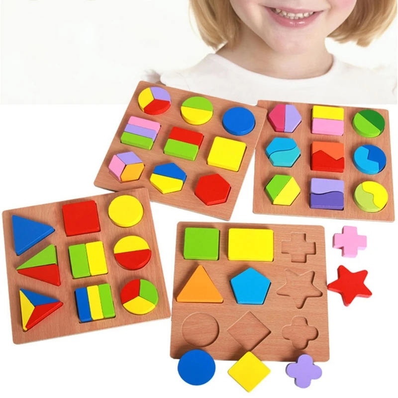 

Montessori Jigsaw Puzzle Toy Geometry Shape Matching Block Educational Toy for Children Hand-eye Coordination Toy