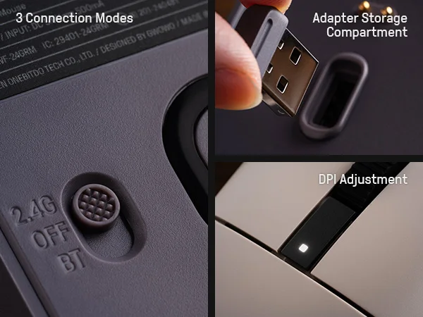 Фото Мышь 8BitDo Retro R8 с оптическим сенсором PAW 3395, разрешением DPI 26K, беспроводная, с частотой опроса 4K, зарядной док-станцией и программируемыми кнопками №4
