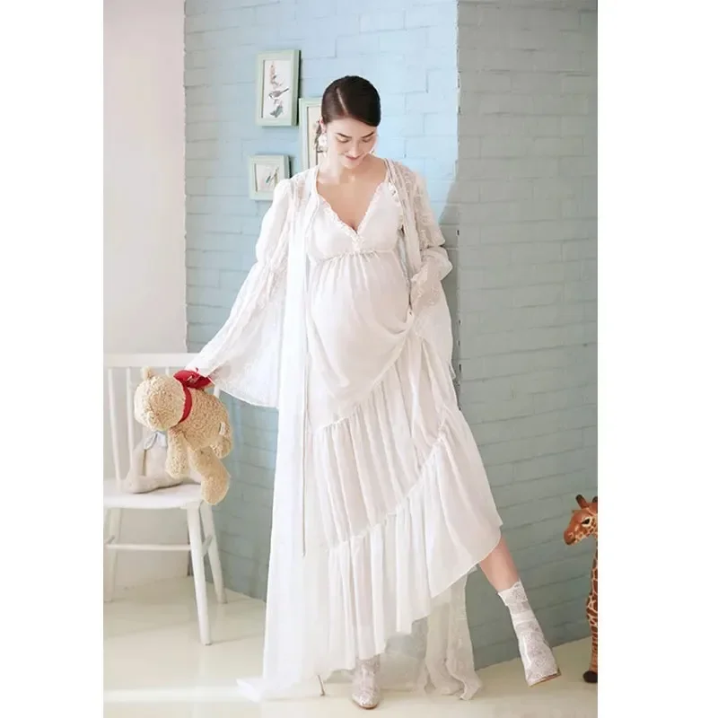 Белое кружевное платье для будущих мам реквизит беременных Одежда женщин костюм