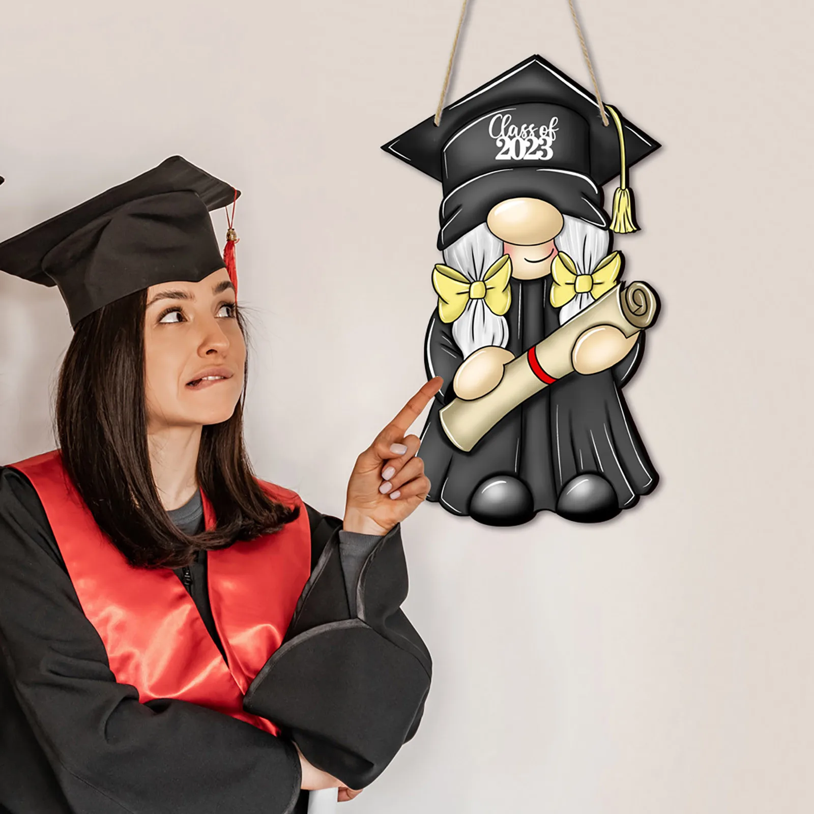 

Подвесной Колокольчик для двери, 2023 градусов, Оформление интерьера, деревянный знак, поздравительные дверные бусины с подсветкой, рождеств...