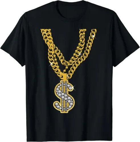 Футболка с длинным или коротким рукавом для косплея гангста цепочкой золотого