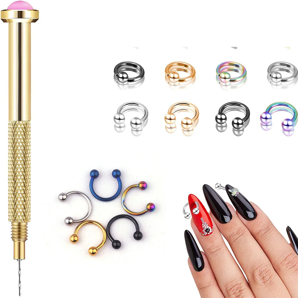 10pcs Stainless Steel Anti Allergy Eyebrow Nail Lip Nail Nasal Nail Ring Nose Ring Earring Personality Body Piercing Jewelry(701