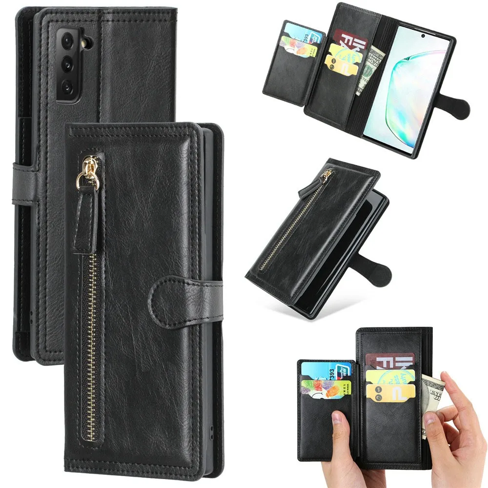

Funda Samsung S21 FE Luxury Leather Zipper Flip Wallet Case For Samsung Galaxy S21 FE Cover For S21 Fe S20 S22 S23 Ultra Note 20