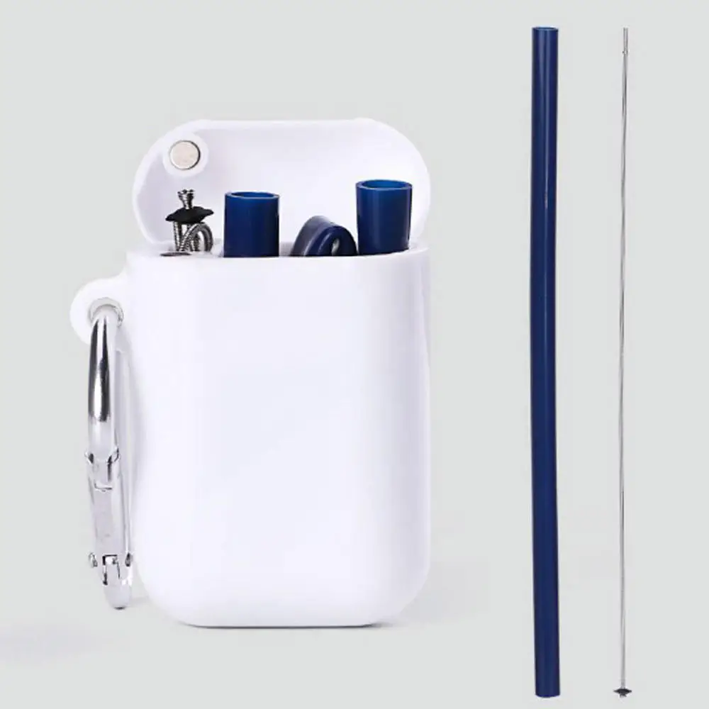 1Set New Creative Outdoor Portable Foldable Drinking Straw Reusable With Pc Storage Box Easy Cleaning Can Be Carried You - купить по