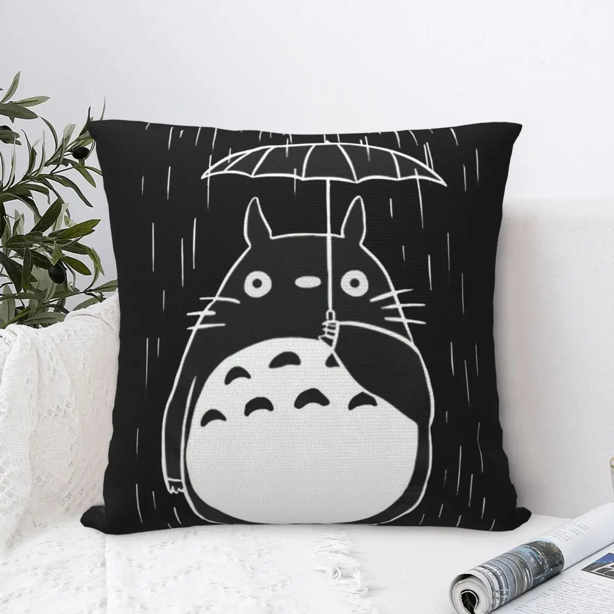 

Квадратная наволочка KawaiI Totoro из полиэстера, наволочка для подушки, бархатная Наволочка на молнии, декоративная комфортная наволочка для дома, гостиной