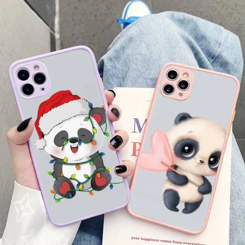 

cute Panda Phone Case for iPhone X XR XS 7 8 Plus 11 12 13 pro MAX 13mini Translucent Matte Case