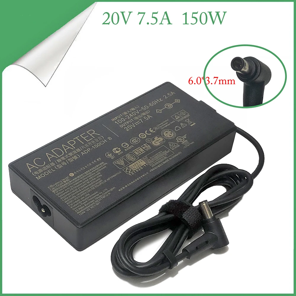 

ADP-150CH B Laptop Charger 20V 7.5A 150W 6.0x3.7mm AC Adapter For Asus Rog G531GT G731GT FX505 FX505GT FX705GT FX705DT FX705DU