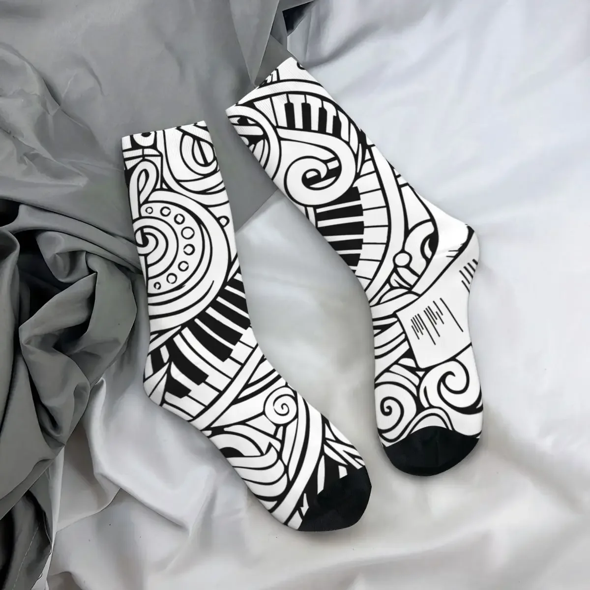 Забавные сумасшедшие носки для мужчин музыкальные Носки с рисунком каракули в