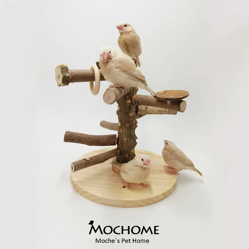 

Pet Xuanfeng Tiger Skin Peony Parrot Bird Special Desktop Interactive Solid Wood Playground Toy Supplies