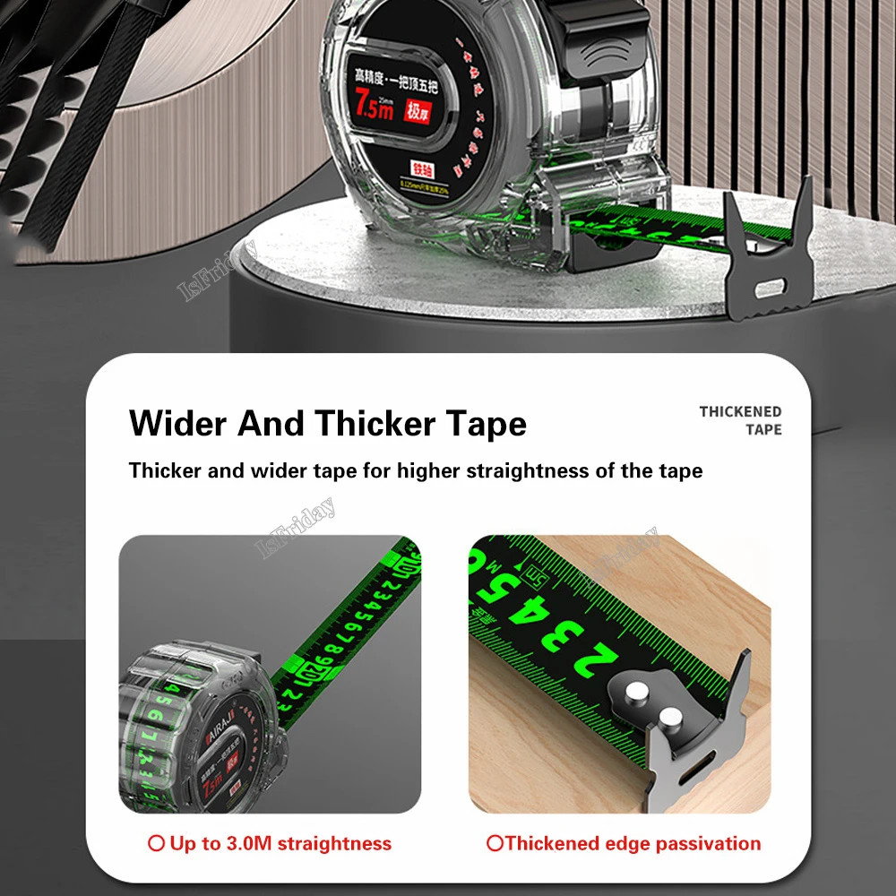 Флуоресцентная измерительная лента 5/7 5/10 м утолщенная прозрачная линейка для