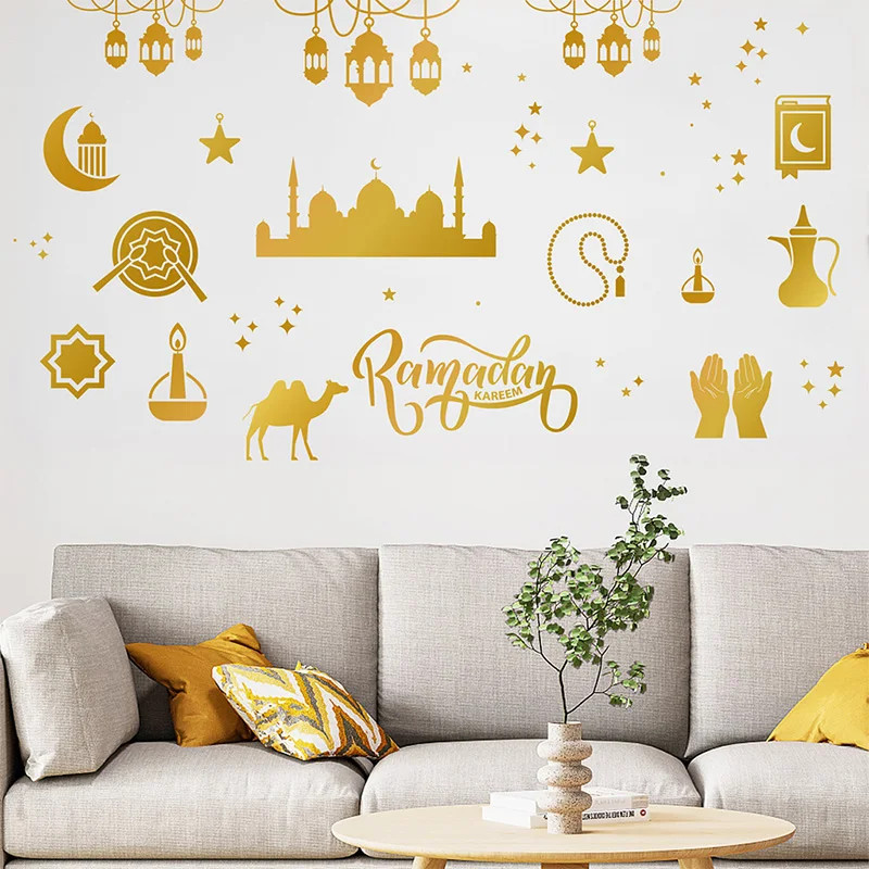 

Eid Al Fitr Element Chandelier Moon Festival Decoration Background Wall Sticker