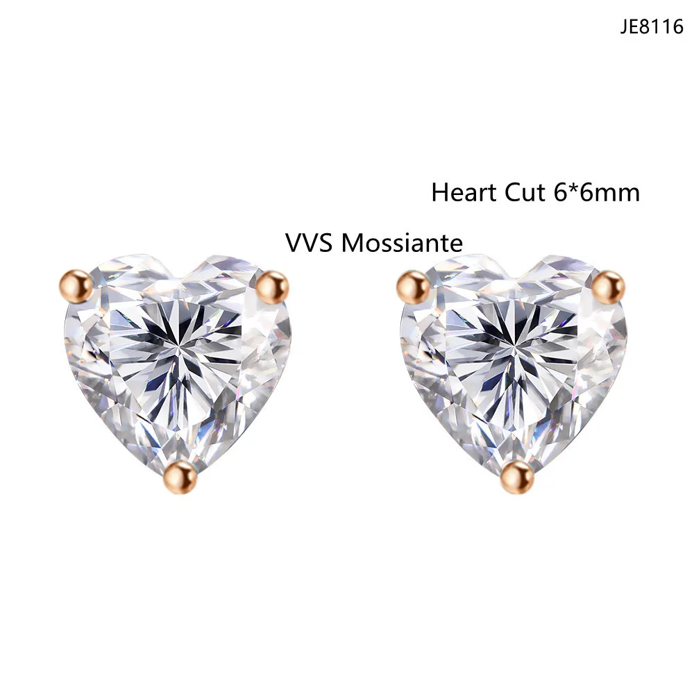 

Top Sale Trendy 2023 Good Quality Heart Cut VVS D Color Moissanite Lad Diamond Fashion Luxury Silver Studs Earrings