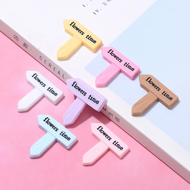 

10pcs New Big Fingerpost Resin Flatback Cabochons Charms Lovely Flower Time Signpost Flat Back Embellishments for Scrapbooking