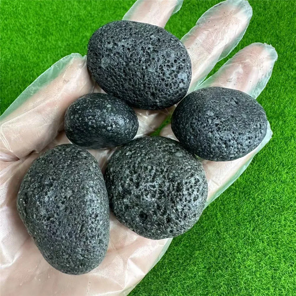 Natural Black Volcanic Lava Stone Ornaments Polished Rough Rock Reiki Mineral Crystals Gemstone For Home Decor