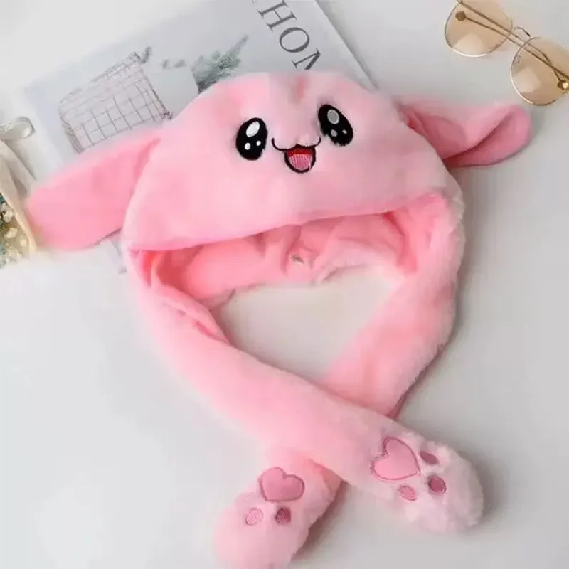 Фото Kawaii подвижные заячьи уши, забавная повязка на голову, когда лапа прессованные уши выскакивают Хэллоуин реквизит для косплея теплая шапка Рождественский подарок №3