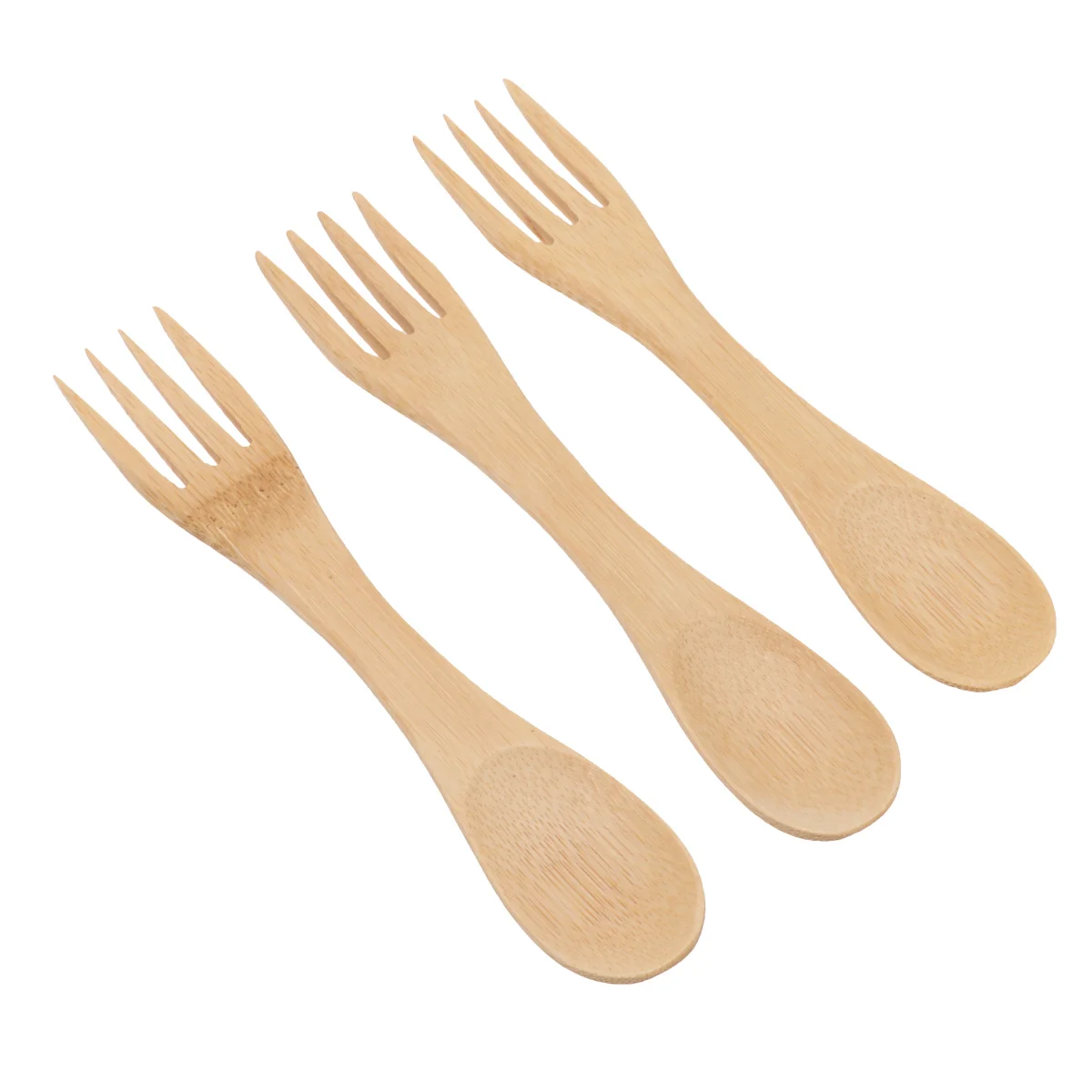 5 шт. детские столовые приборы деревянные ложки и вилки 2-в-1 одноразовые