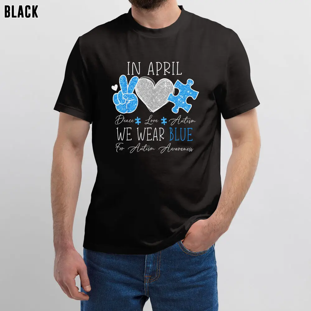 Футболка Мир любви с аутизмом в апреле мы носит синюю футболку для