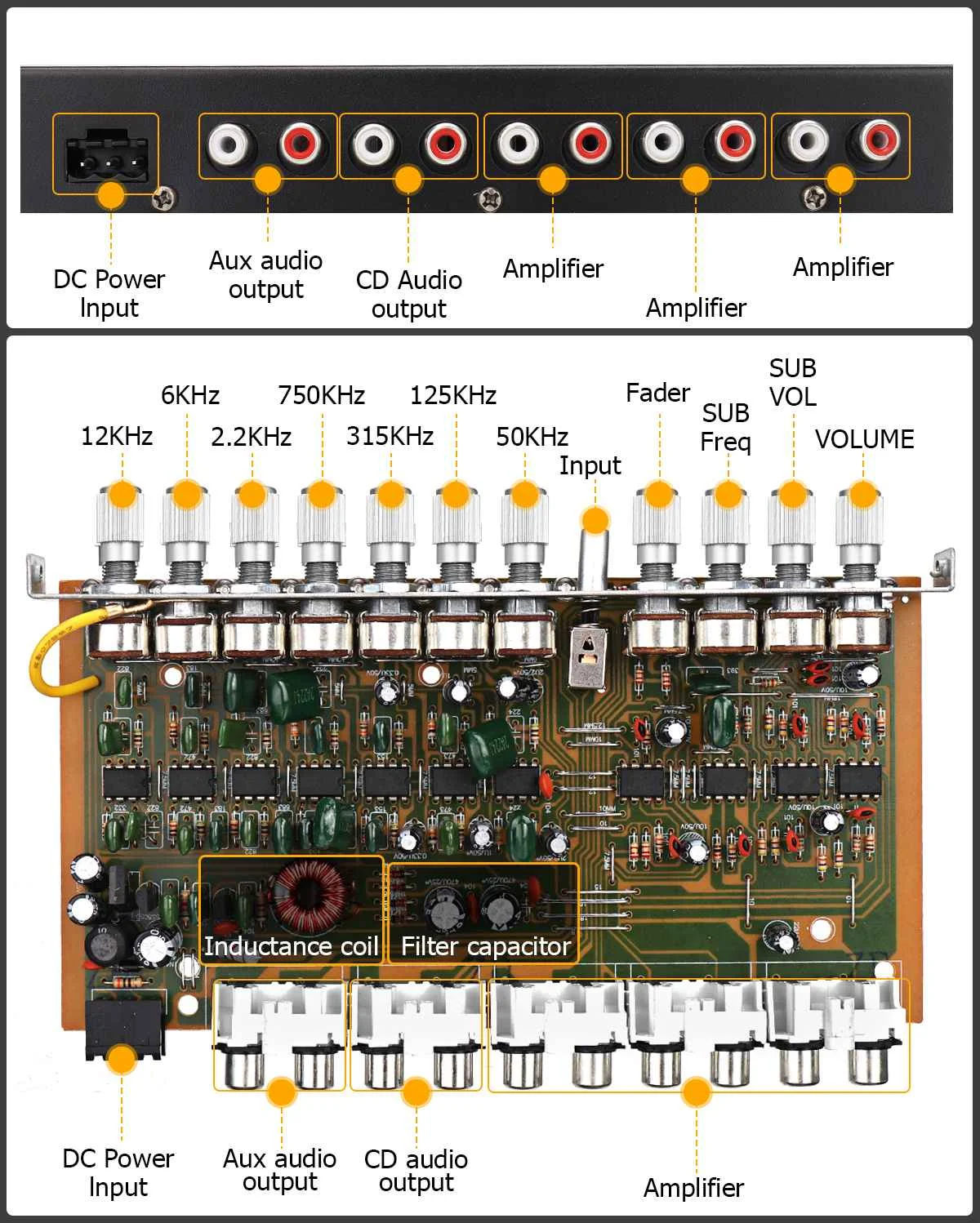 Звуковой усилитель мощности для дома и автомобиля 7 каналов 12 В |