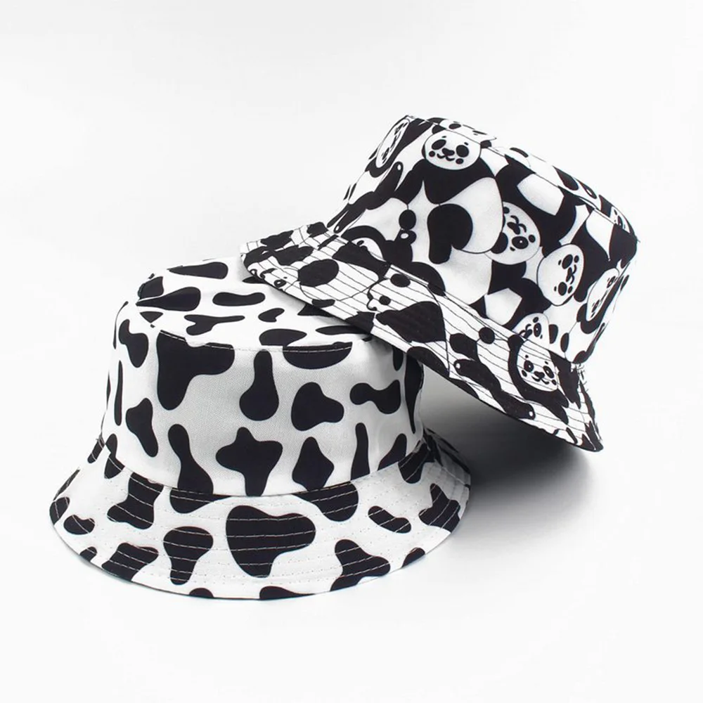 

Women's summer Bucket Hat Cow Pattern Outdoor Fisherman Panama Caps For Men Zebra Unisex Cotton Hip Hop Cap Casual Sun Hats