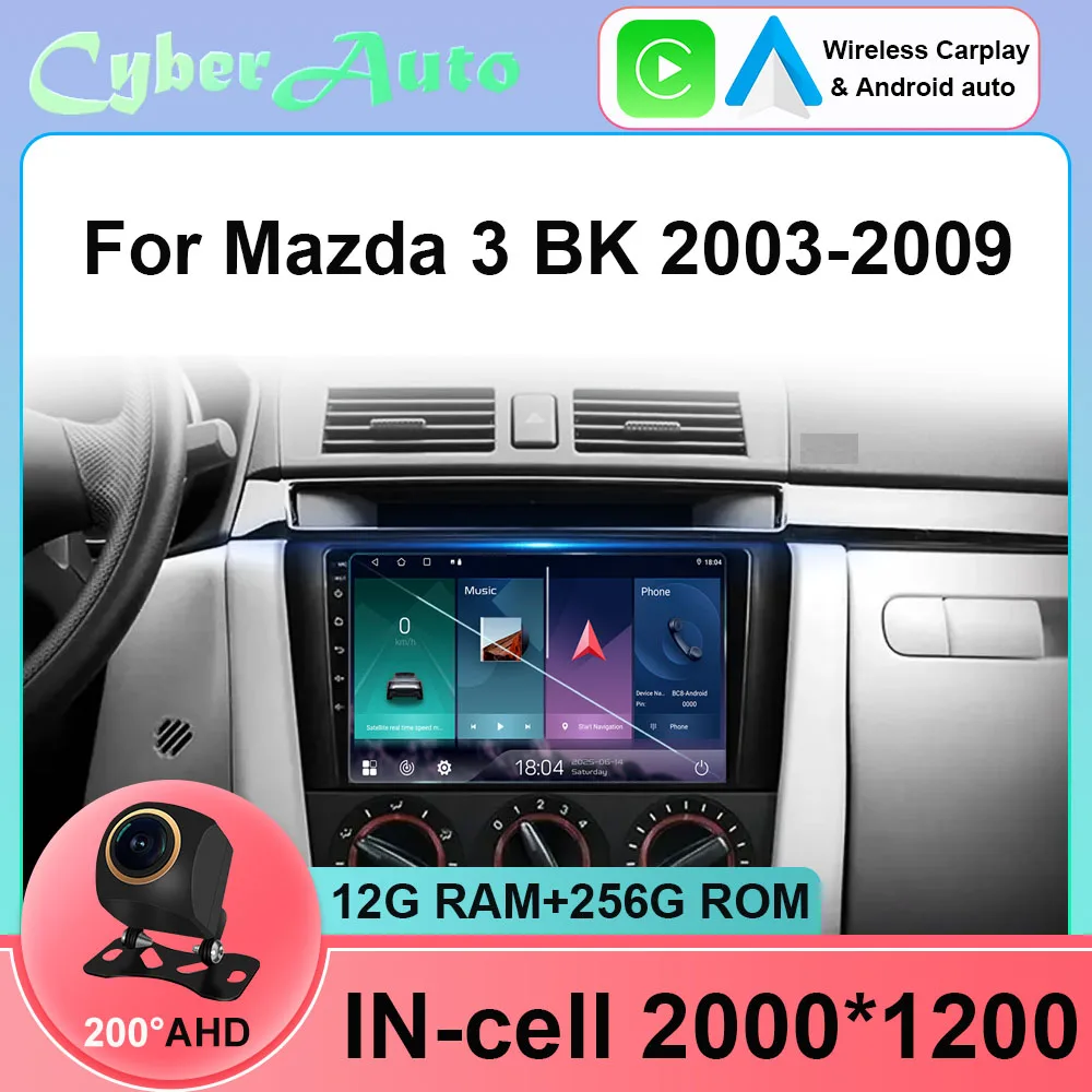 Фото Автомобильный радиоприемник Android 15 для Mazda 3 2004 2005 2006 2007 2008 2009, мультимедийный плеер, GPS-навигация, Carplay, автомобильные интеллектуальные системы №1
