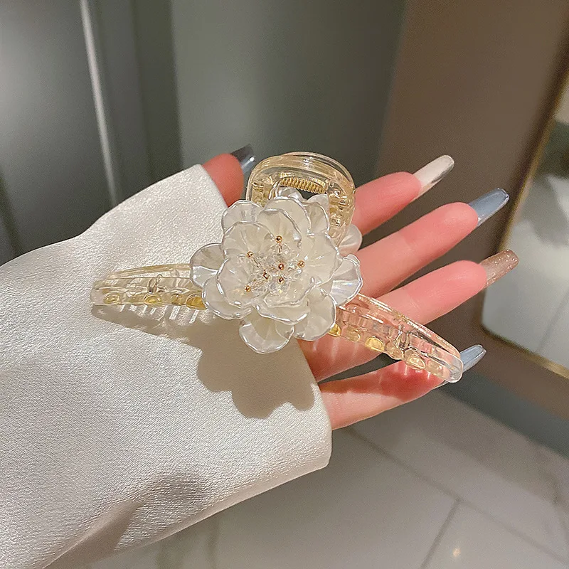 

2022 Korea New Women Hair Claw Elegant White Flowers Hair Clips shark cliP Headband Hairpin Headwear Hair Accessories