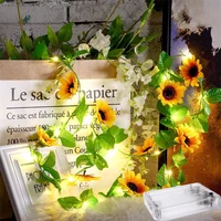 24510m led artificial sunflower string lights battery powered fairy lamp garland window door wedding festival party decor