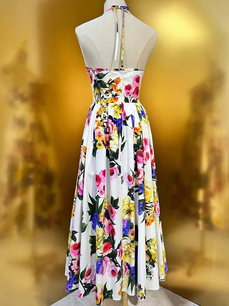 Женское сексуальное платье с дырявым принтом на спине лямкой шее и высокой