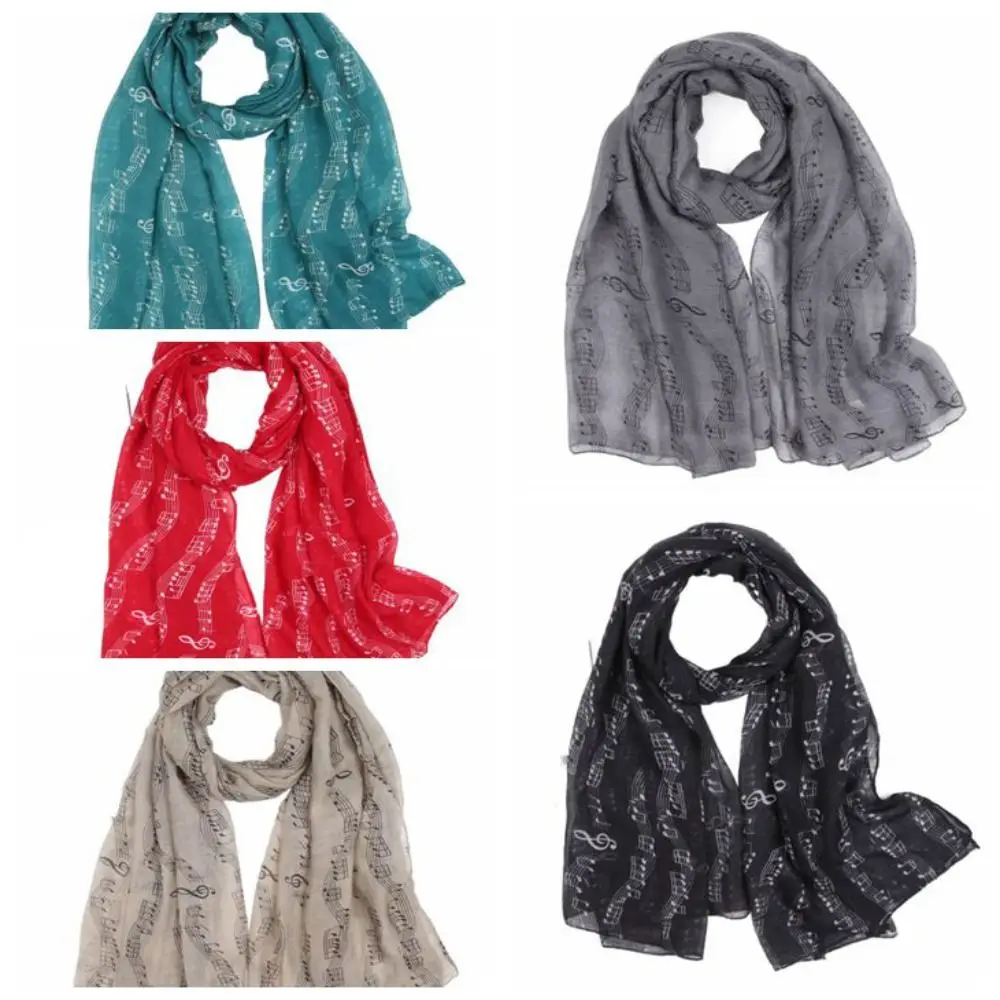 Красочный шарф с принтом музыкальной ноты 180*80 см гладкая шаль нотой и цветочным