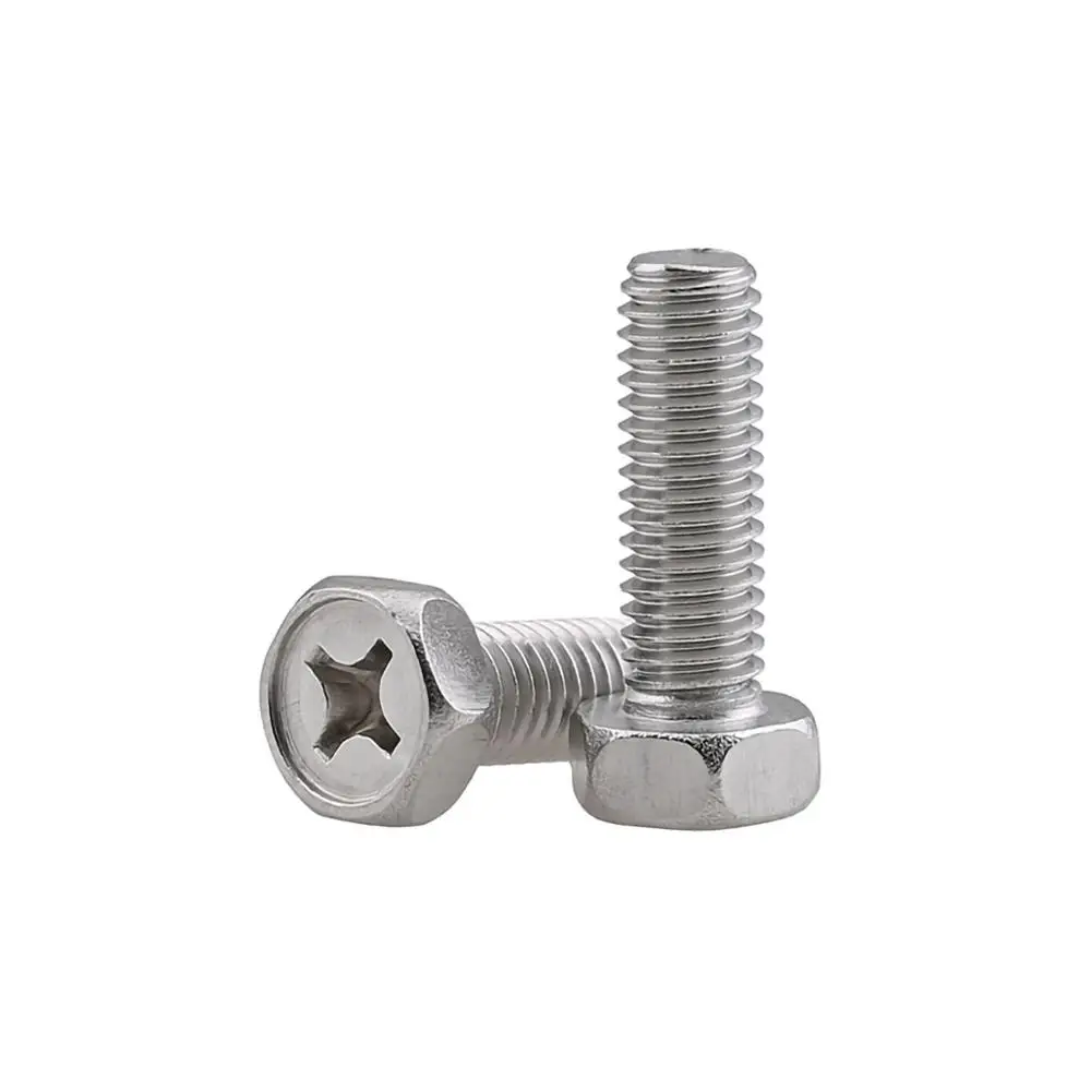 

M3 M4 M5 M6 M8 Phillips External Hex Head Screw 304 Stainless Steel Cross Groove Recess Outside Hexagon Head Bolts GB29.2