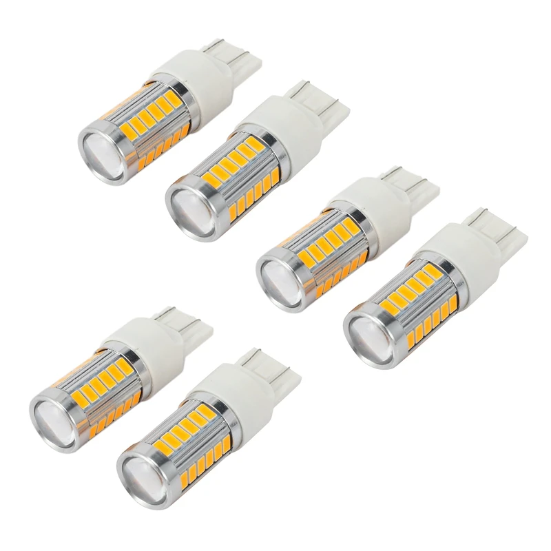 

7443, T20 LED Bulbs Amber Yellow 900 Lumens Super Bright Turn Signals Light Brake Stop Parking Light Bulb (Pack Of 6)