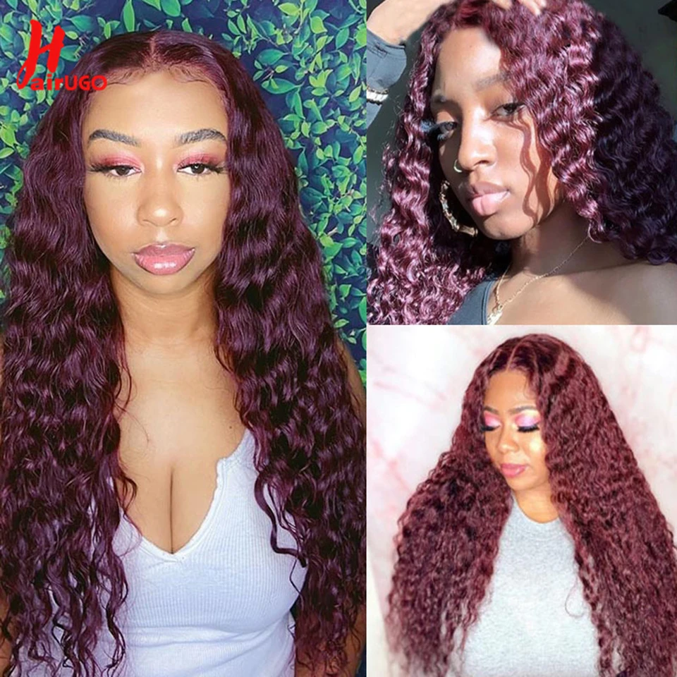 Волосы HairUGo Brazilian 99J Волной с Замыканием Бургундского Омбре Человеческие Волосы Реми Предокрашенная Ткань.