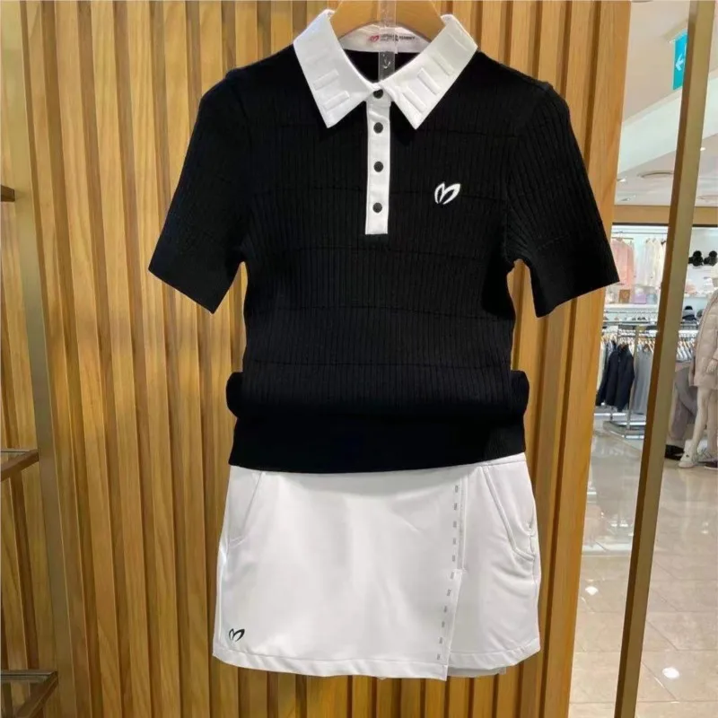 Golf clothing women's summer mid-sleeve Polo shirt fashion high-quality slim slim short-sleeved T-shirt