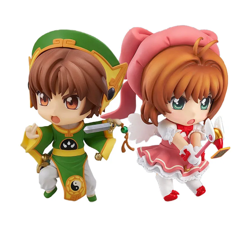 

10cm Q Version Sakura Card Captor Figura Kinomoto Sakura wig Cartera Figure Li Syaoran Kinomoto Sakura Action Figure Toys