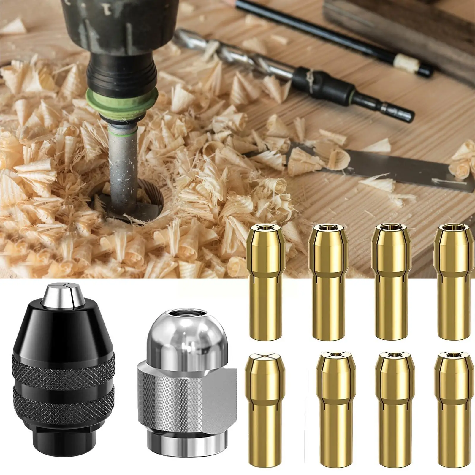 

Drill Bit Adapter For Impact Driver Chuck Hex Shank Keyless Drill Chuck Copper Chuck Silver Nut Household Drill Chuck Holde G9H1