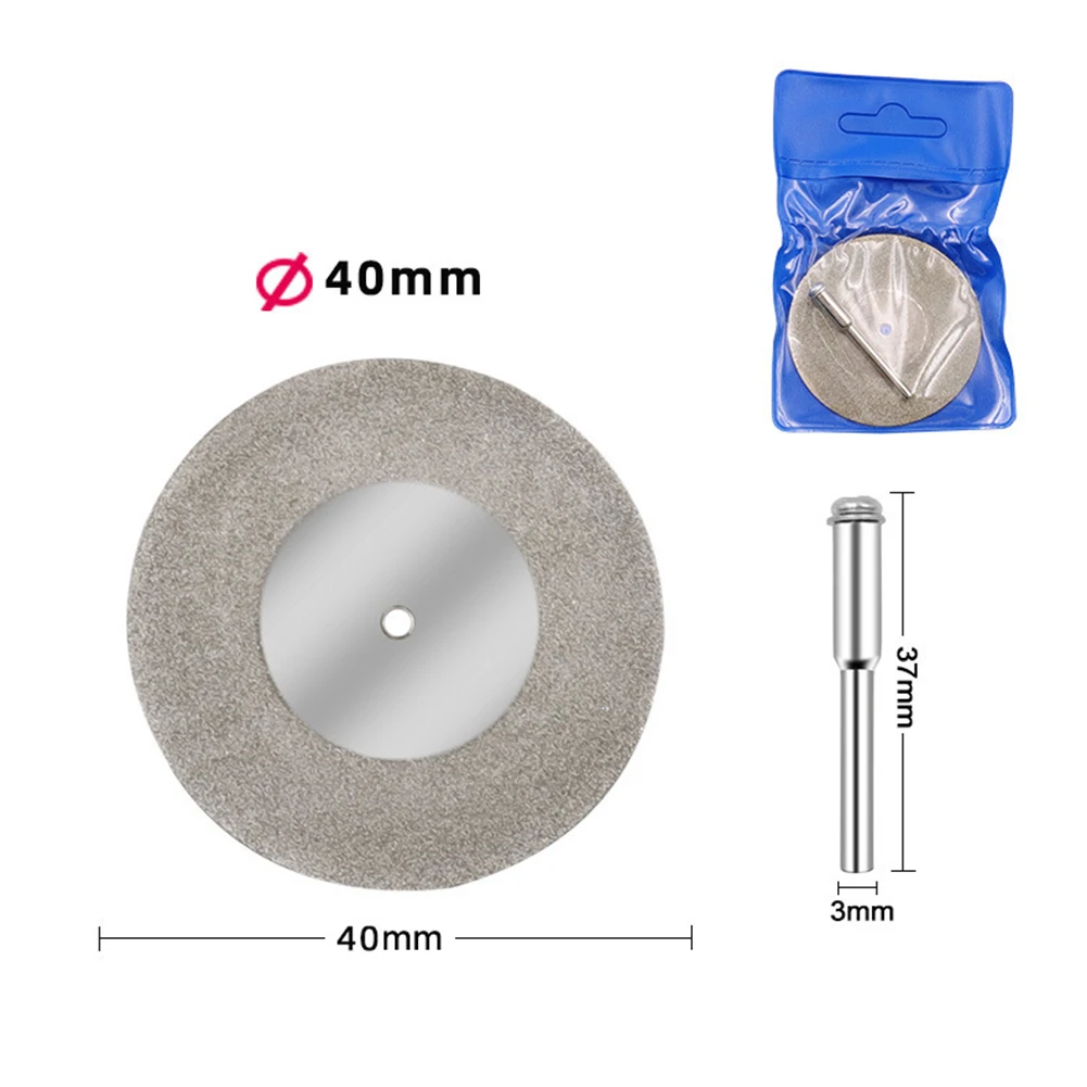 

40/50/60mm Diamond Grinding Wheel With Connecting Rod Metal Cutting Disc Slice Dremel Accessories For Metal Gem Jade Rotaty Tool