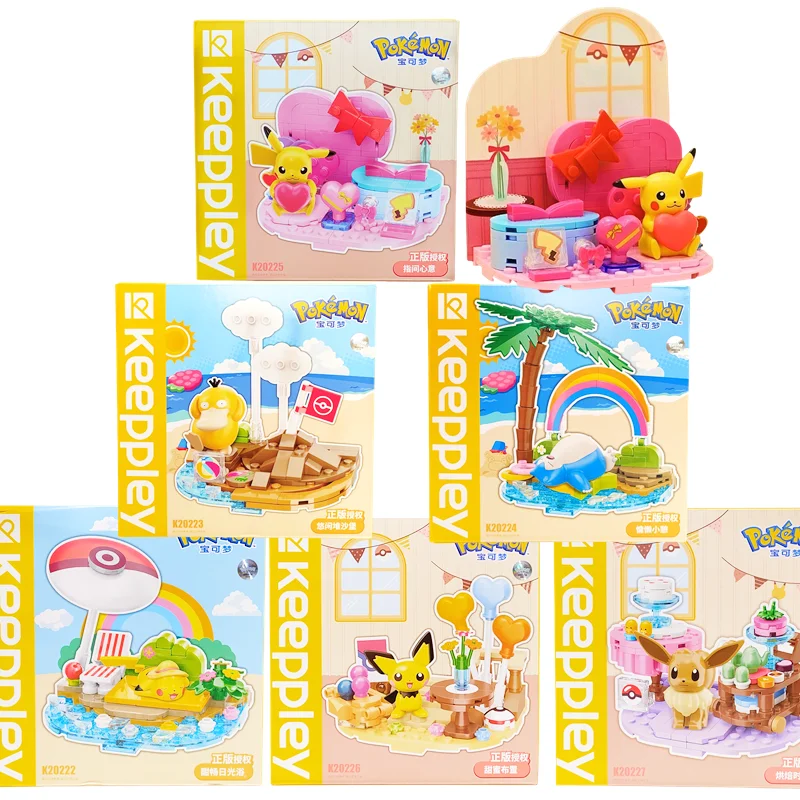 Keeppley Оригинальный Pokemon Diy Строительный Набор Пикачу Храп Eevee Psyduck Аниме Настольная