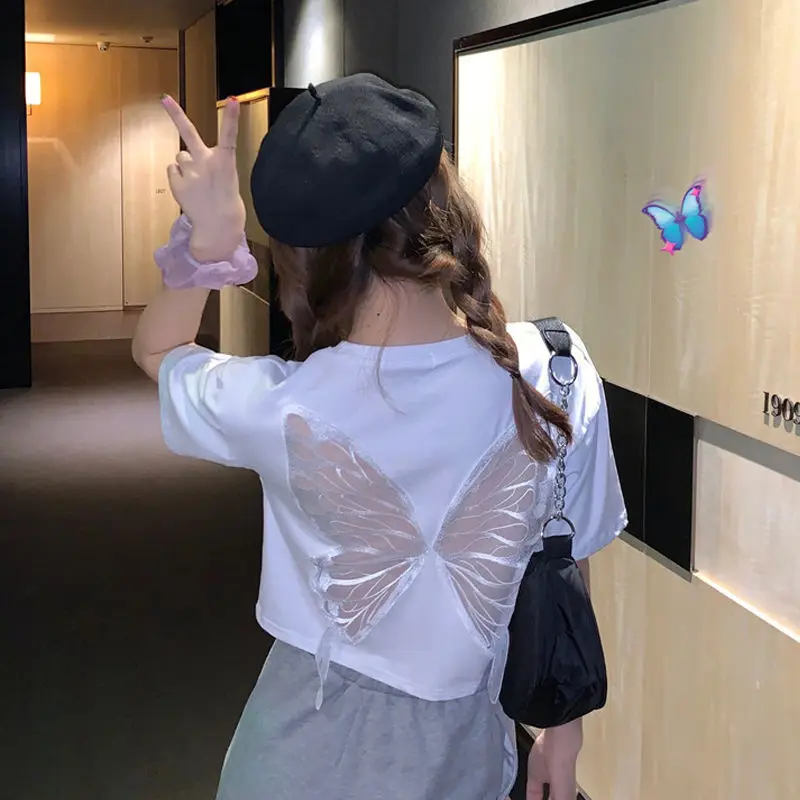 

Женская одежда, футболка с круглым вырезом, летняя свободная хлопковая черная, белая футболка с коротким рукавом, женские элегантные повседневные топы, уличная одежда Q161